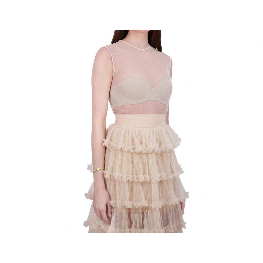 NEW BETHELHELENA gilded fairy crew neck tulle top in creme